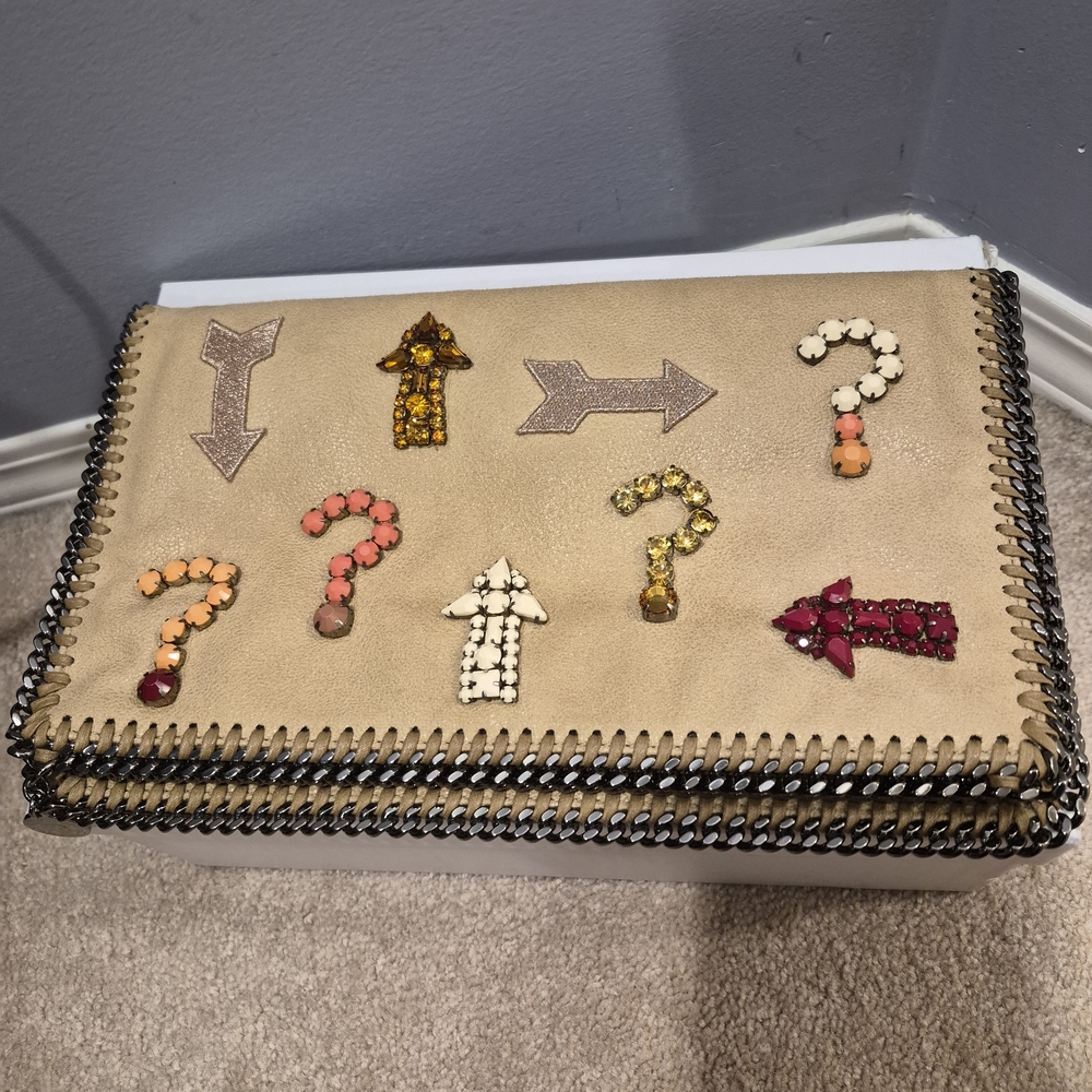 Authentic Stella McCartney Beige Clutch with Vibrant Embellishments